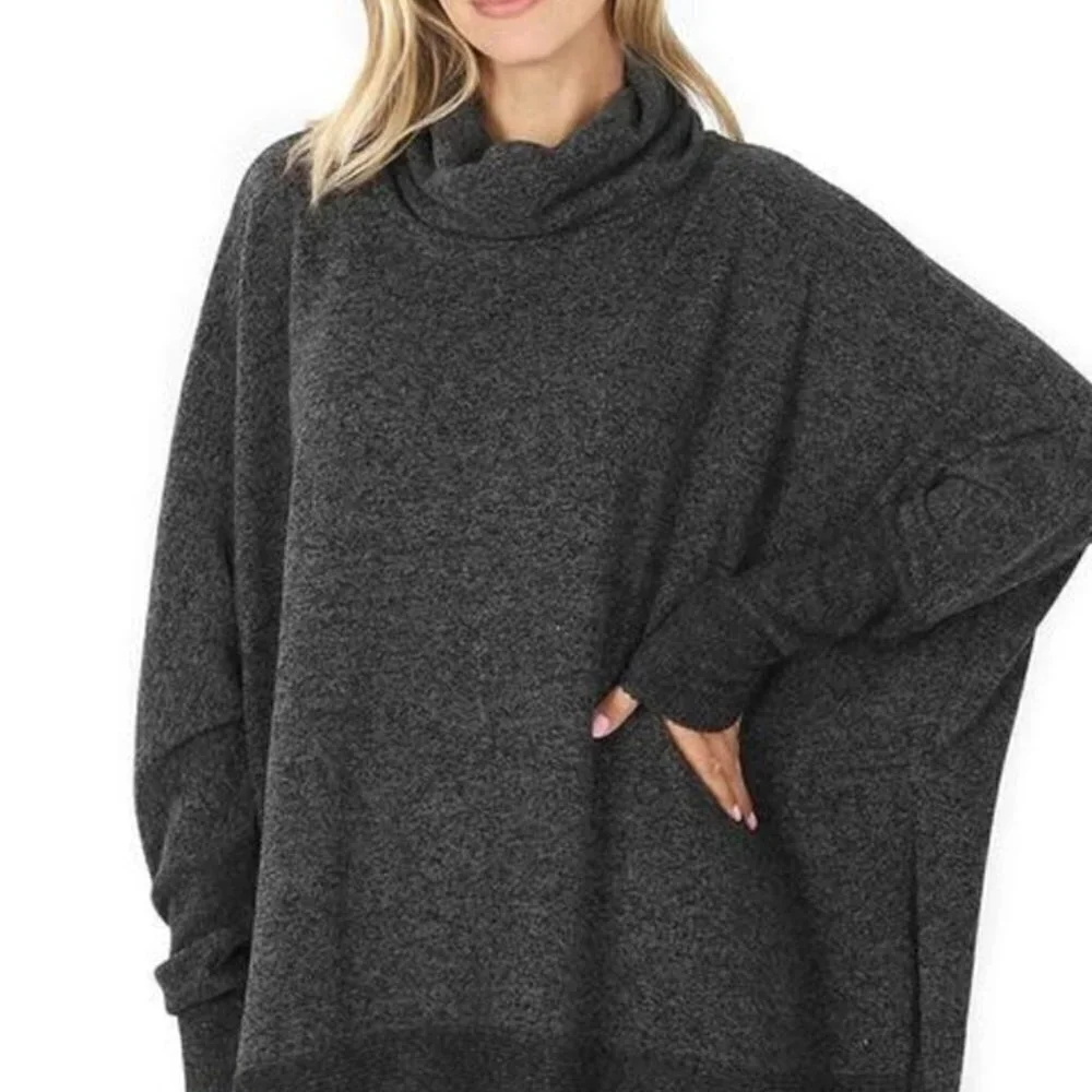 Cowl's Life Poncho Sweater from Zenana NWT - Picture 3 of 3